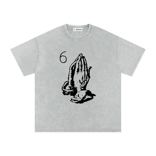 Six God - Snow Washed Oversized Cotton T-Shirt