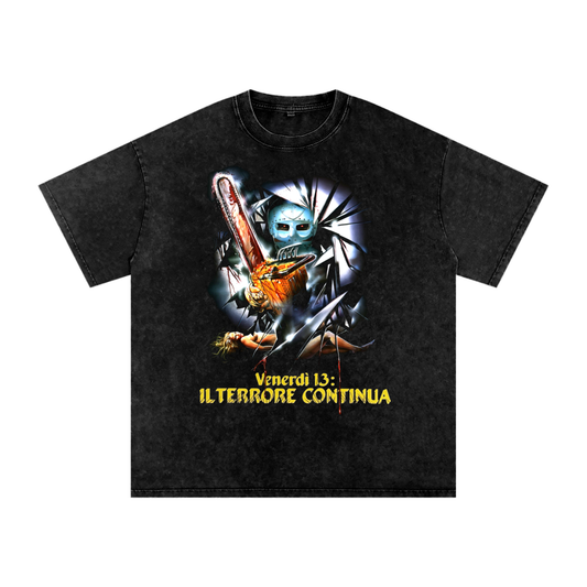 Friday the 13th Part V: A New Beginning [Italian] (Limited Drop) - Snow Washed Oversized Cotton T-Shirt