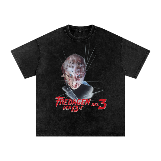 Friday the 13th Part 3 [Danish] (Limited Drop) - Snow Washed Oversized Cotton T-Shirt